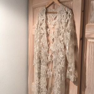 Floor length (with train) lace jacket